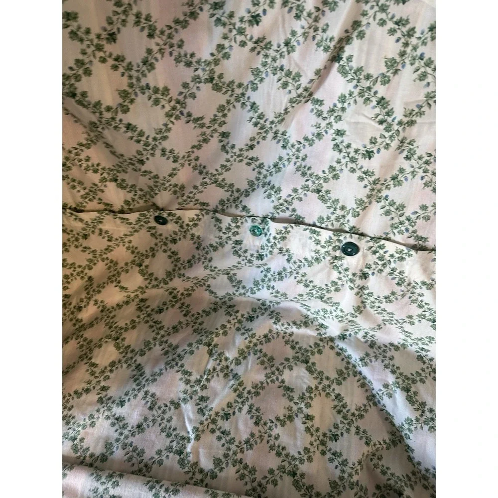 VTG Beautiful Duvet Handmade Green Vines On 1 Side/Stripes On The Other 84x84